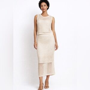 Steve Madden Crochet Top & Skirt Set Beige Women’s Medium NWT